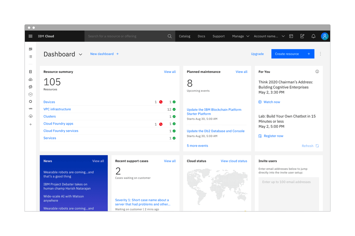 Dashboard in light mode